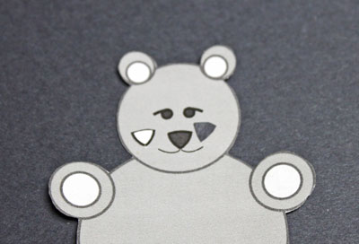 Paper Circles Teddy Bear step 2 cut out the nose