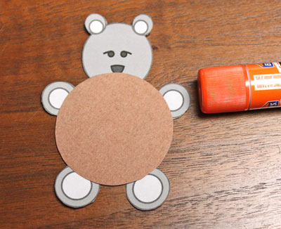 Paper Circles Teddy Bear step 5 glue large body circle