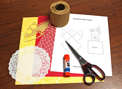 Paper Patchwork Angel materials and tools