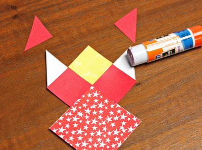 Paper Patchwork Angel step 6 glue two triangles