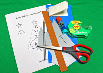 A Very Merry Christmas Tree materials and tools