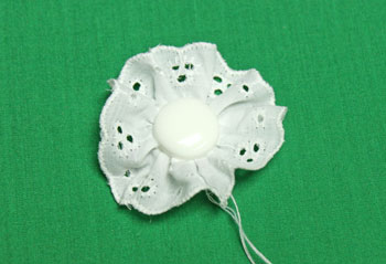 Button and Lace Ornament step 8 position button