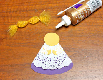 Cardstock and Doily Angel step 15 glue head to body
