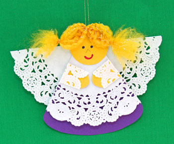 Cardstock and Doily Angel step 21 hang to display