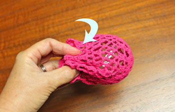 Crocheted Doily Wrapped Ornament step 1 determine where to gather