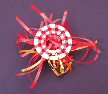 Curly Ribbon Ornament step 7 shows back of ribbon circle