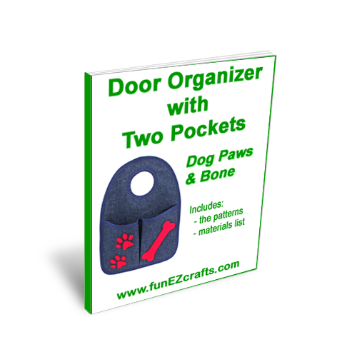 Door Organizer Two Pockets with Dog Paws and Bone - Patterns Only