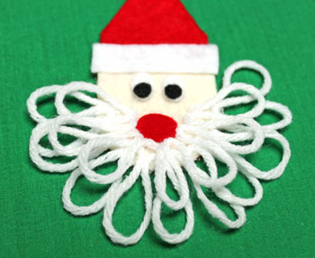 Easy Felt Santa Claus Ornament step 14 add second layer of yarn for beard