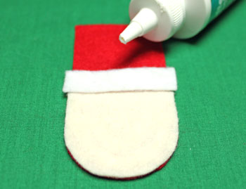 Easy Felt Santa Claus Ornament step 3 glue hat band
