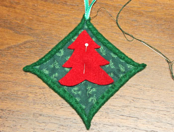 Felt Cathedral Window Ornament step 10 position tree shape