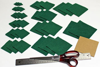 Felt Squares Christmas Tree step 2 cut felt squares