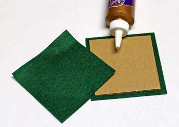 Felt Squares Christmas Tree step 3 glue cardboard