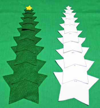 Felt Stars Christmas Tree step 1 cut shapes