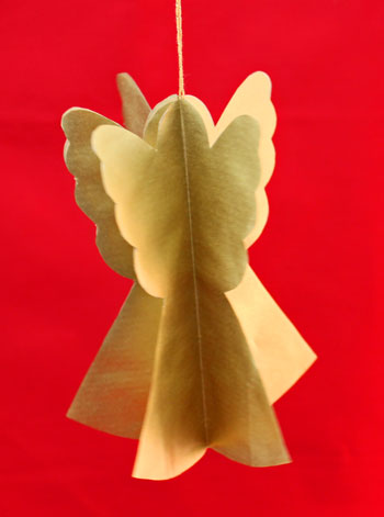 Folded Paper Angel with five angel shapes on display