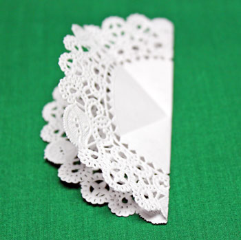 Folded Paper Doily Ornament step 3 make third fold in half
