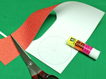 Fold Paper Spiral Bow step 1 glue circle to back of paper