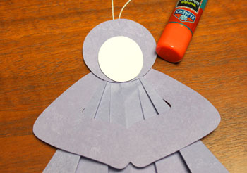 Folded Square Paper Angel step 10 glue face