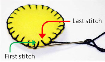 How to sew blanket stitch step 13 connect last stitch to first stitch