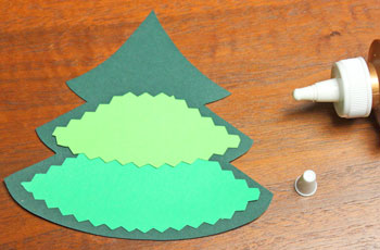 Layered Christmas Tree step 3 glue first middle section