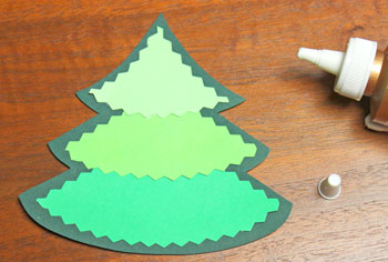 Layered Christmas Tree step 4 glue first top section