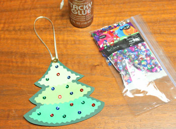 Layered Christmas Tree step 8 glue sequin ornaments