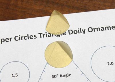 Paper Circles Triangle Doily Ornament step 2 fold two arcs