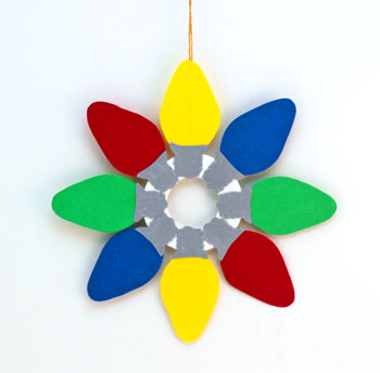 Paper Light Bulb Star finished and hanging on display