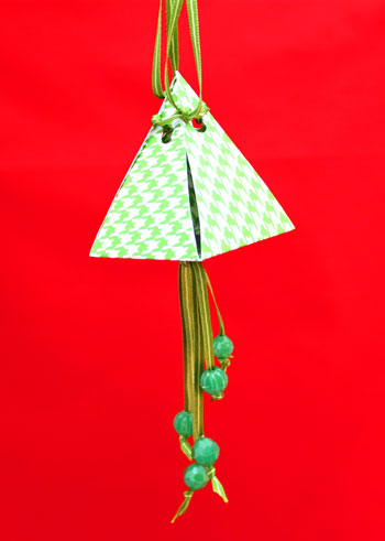Pyramid Box Ornament finished in green