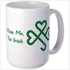 Kiss Me, I'm Irish Shamrock Hearts Large Mug on the funEZ Bazaar