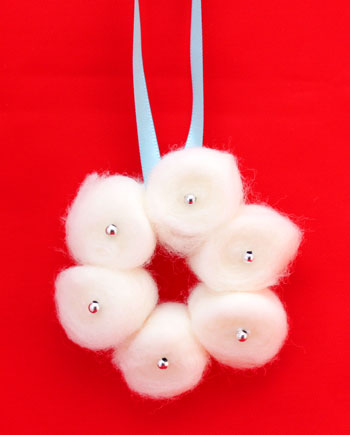 Snowball Wreath Ornament step 6 hang to display