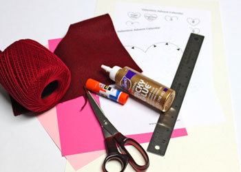 Valentine Advent Calendar materials and tools