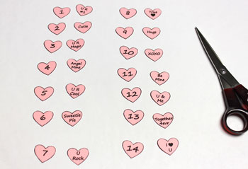 Valentine Advent Calendar step 3 cut small hearts