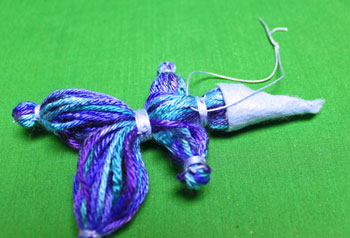 Yarn Elf Ornament step 21 add hanging loop